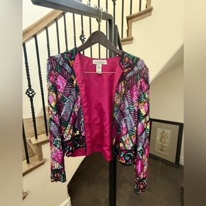 Elegant Vintage NITELINE by Della Roufogali 100% Silk Beaded Sequin Jacket